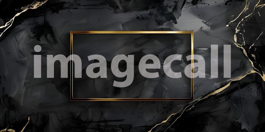 Luxury black marble background with golden frame - Ai Generated