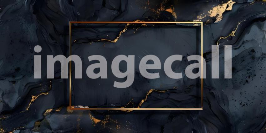 Luxury black marble background with golden frame - Ai Generated