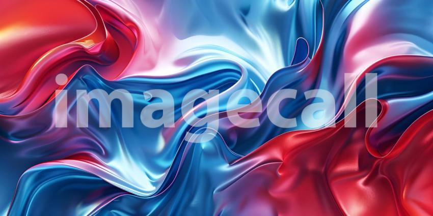 Abstract background of red, blue and black liquid paint with waves - Ai Generated