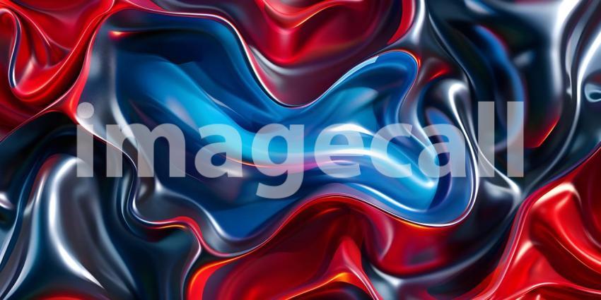 Abstract background of red, blue and black liquid paint with waves - Ai Generated
