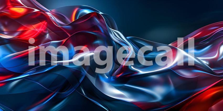 Abstract background of red, blue and black liquid paint with waves - Ai Generated