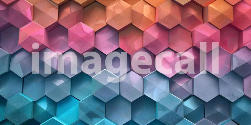 3d rendering of abstract background with hexagons in colors - Ai Generated