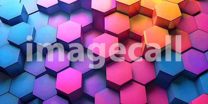 3d rendering of abstract background with hexagons in colors - Ai Generated