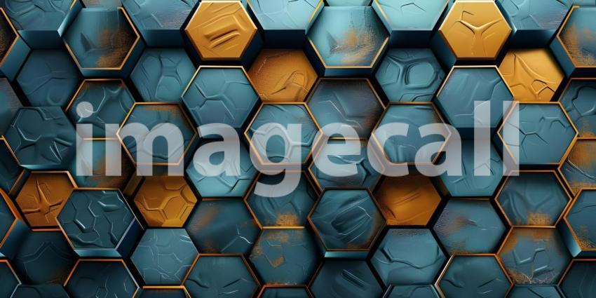 3d rendering of abstract background with hexagons in colors - Ai Generated
