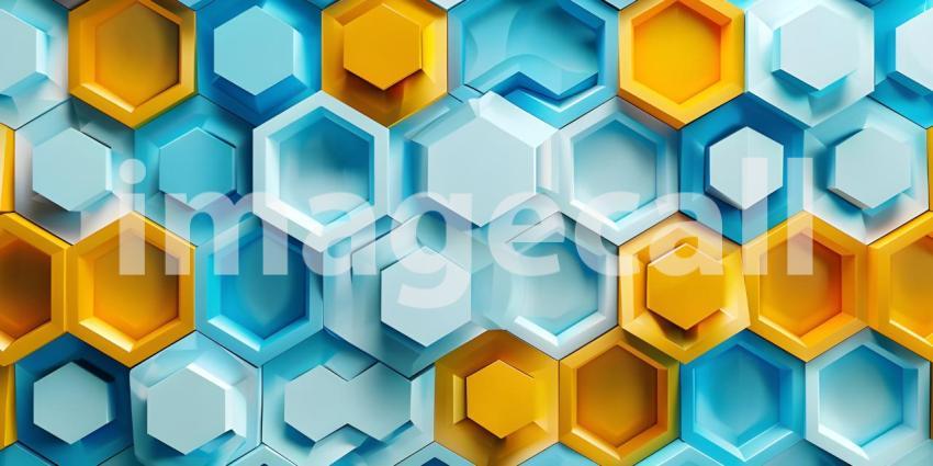 3d rendering of abstract background with hexagons in colors - Ai Generated