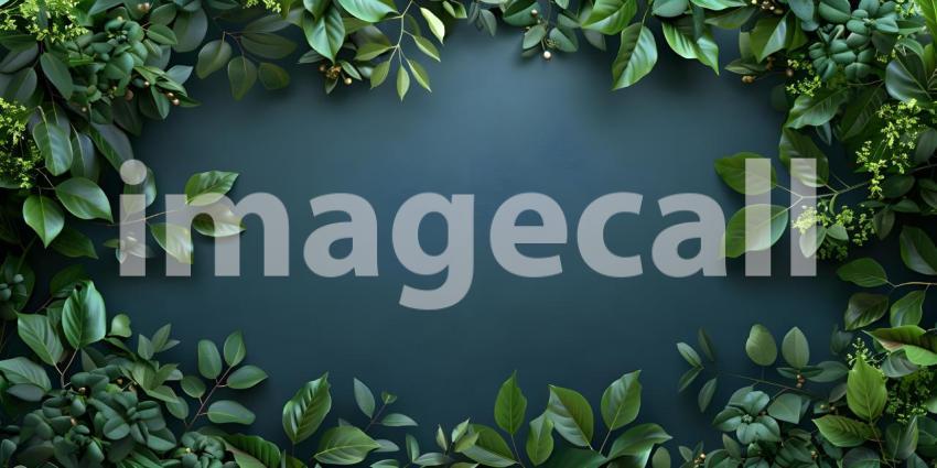 Green leaves background with space for text. 3D illustration - Ai Generated