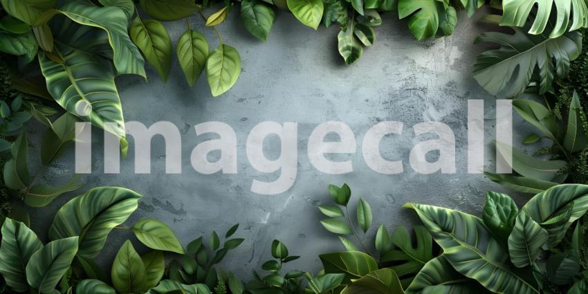 Green leaves background with space for text. 3D illustration - Ai Generated