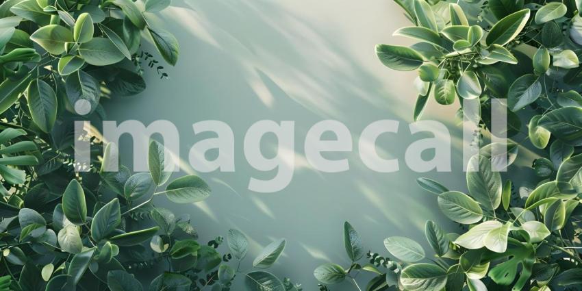 Green leaves background with space for text. 3D illustration - Ai Generated