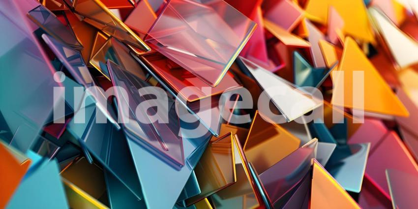Abstract 3d rendering of chaotic polygonal background, Multicolor low poly shape - Ai Generated