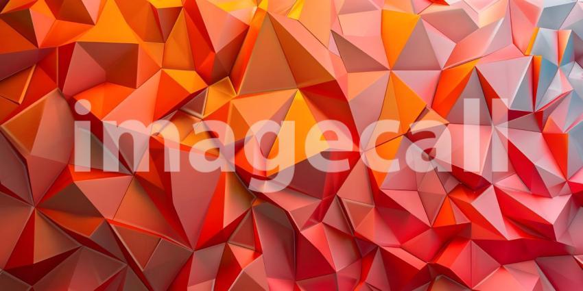 Abstract 3d rendering of chaotic polygonal background, Multicolor low poly shape - Ai Generated