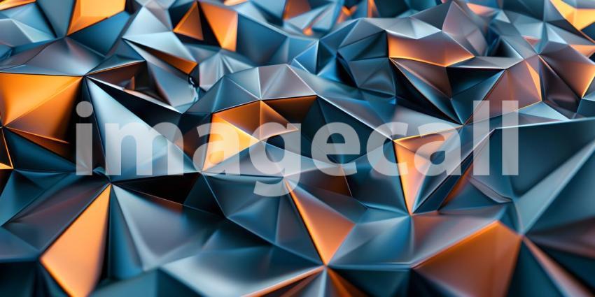 Abstract 3d rendering of chaotic polygonal background, Multicolor low poly shape - Ai Generated
