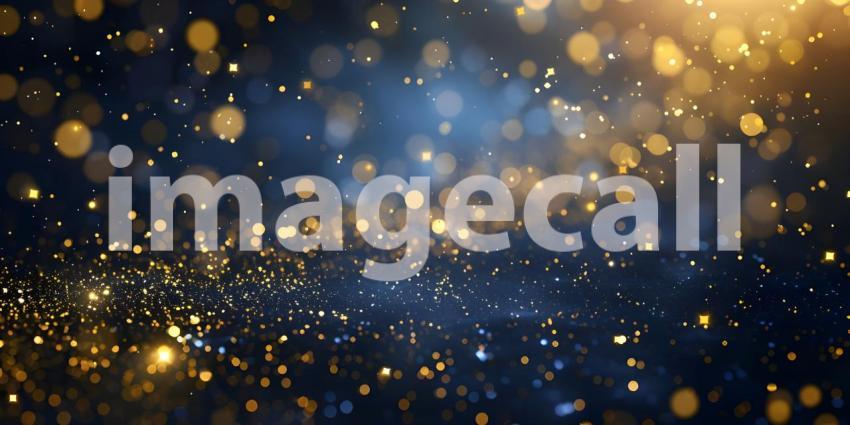 Golden glitter vintage lights background. gold and black De focused - Ai Generated
