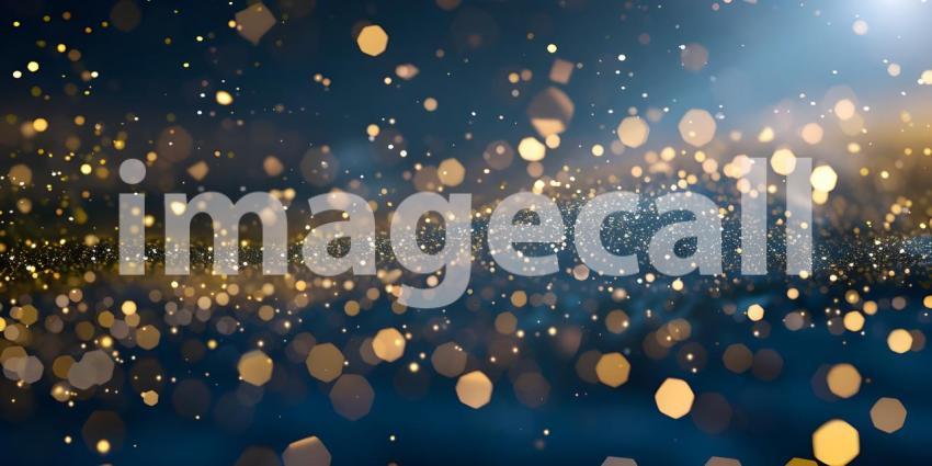 Golden glitter vintage lights background. gold and black De focused - Ai Generated