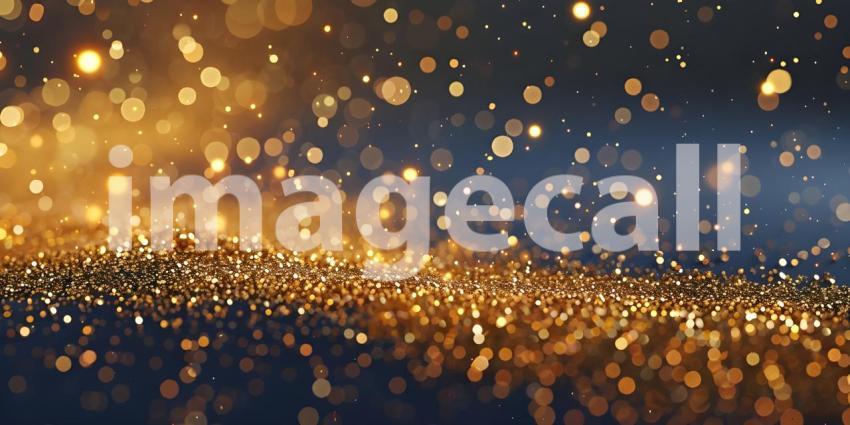 Golden glitter vintage lights background. gold and black De focused - Ai Generated