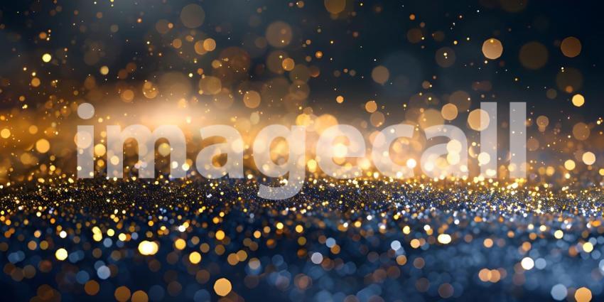 Golden glitter vintage lights background. gold and black De focused - Ai Generated