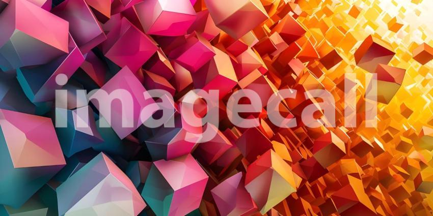 Abstract 3d rendering of chaotic polygonal or Square surface, Futuristic background - Ai Generated