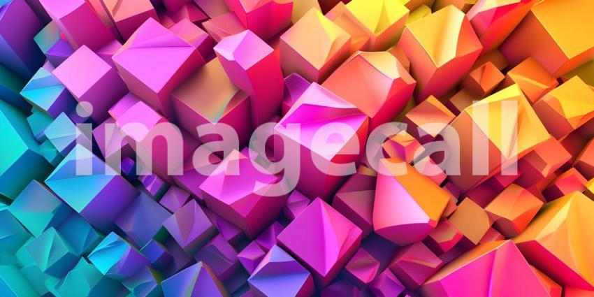 Abstract 3d rendering of chaotic polygonal or Square surface, Futuristic background - Ai Generated