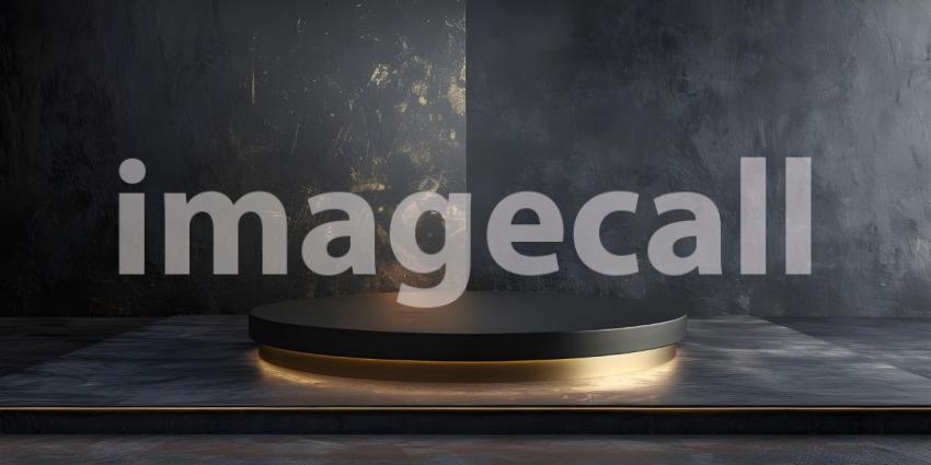 3d rendering of podium for product display in minimal style with black marble wall background - Ai Generated