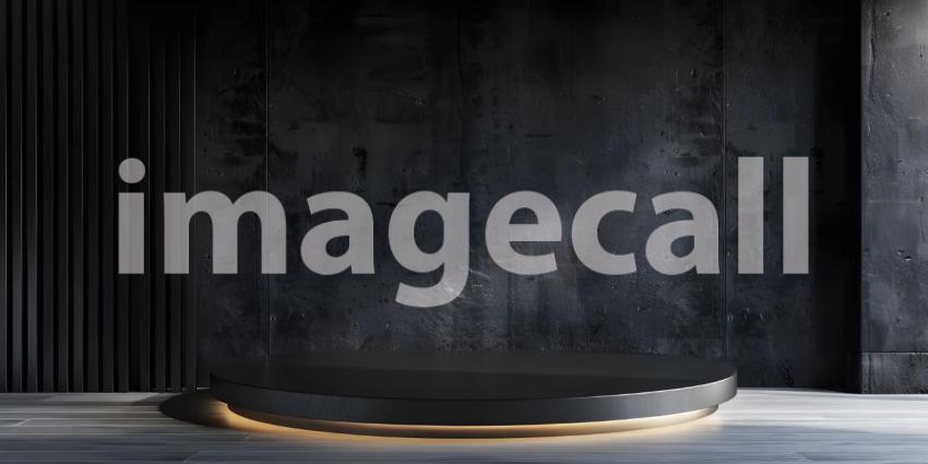 3d rendering of podium for product display in minimal style with black marble wall background - Ai Generated