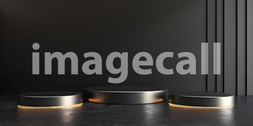 3d rendering of podium for product display in minimal style with black marble wall background - Ai Generated