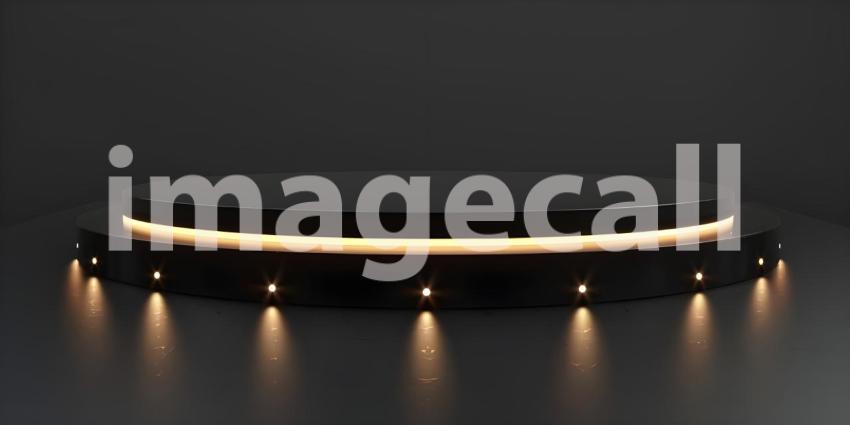 3d rendering of podium for product display in minimal style with black marble wall background - Ai Generated