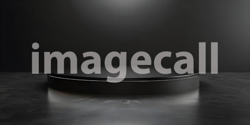 3d rendering of podium for product display in minimal style with black marble wall background - Ai Generated