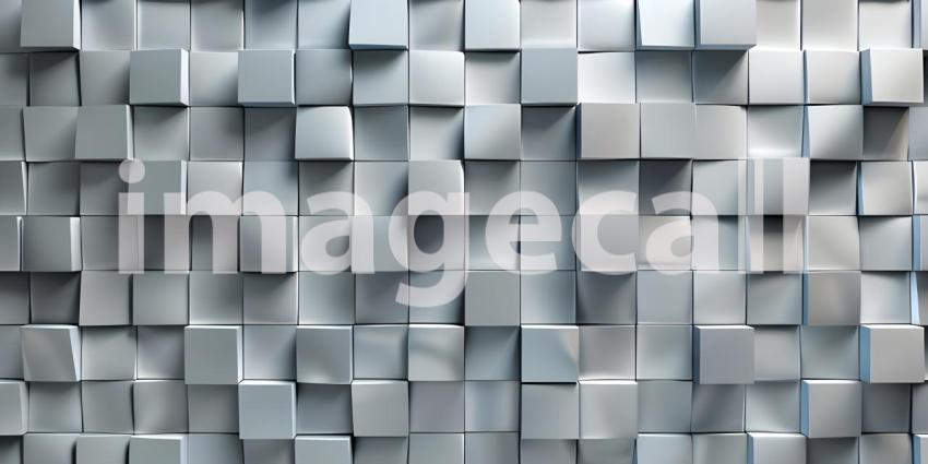 3d rendering of abstract metallic with Square Boxes background, Reflective surface of cubes - Ai Generated