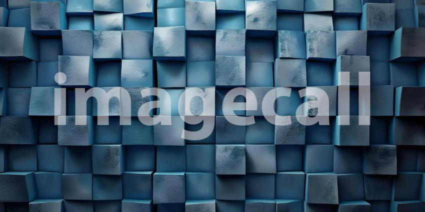 3d rendering of abstract metallic with Square Boxes background, Reflective surface of cubes - Ai Generated