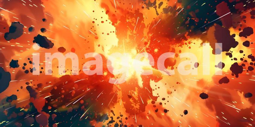 Comic book explosion background, Abstract grunge background with splashes and blot - Ai generated