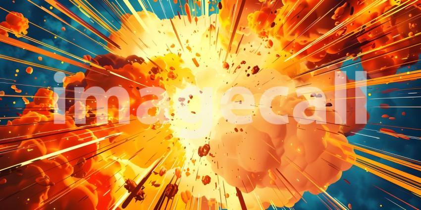 Comic book explosion background, Abstract grunge background with splashes and blot - Ai generated