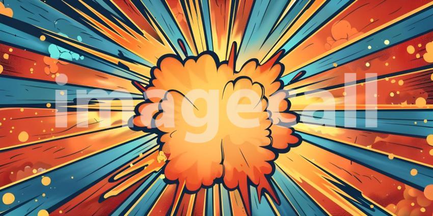 Comic book explosion background, Abstract grunge background with splashes and blot - Ai generated