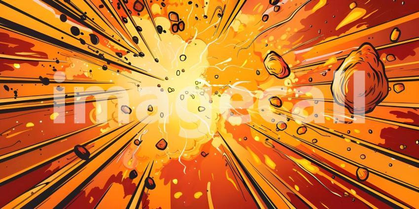 Comic book explosion background, Abstract grunge background with splashes and blot - Ai generated