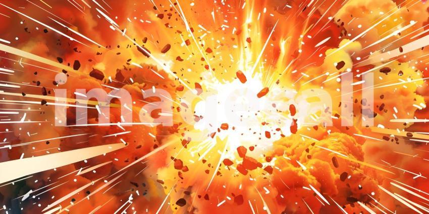 Comic book explosion background, Abstract grunge background with splashes and blot - Ai generated