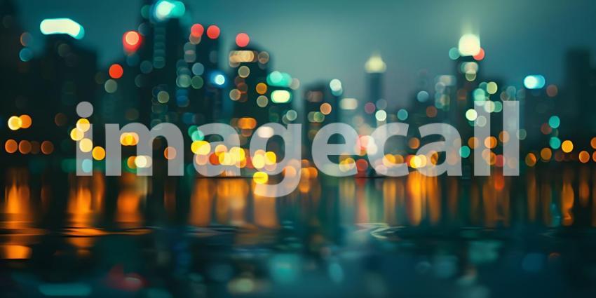 Night city lights, Abstract urban background - Ai Generated