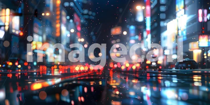 Night city lights, Abstract urban background - Ai Generated