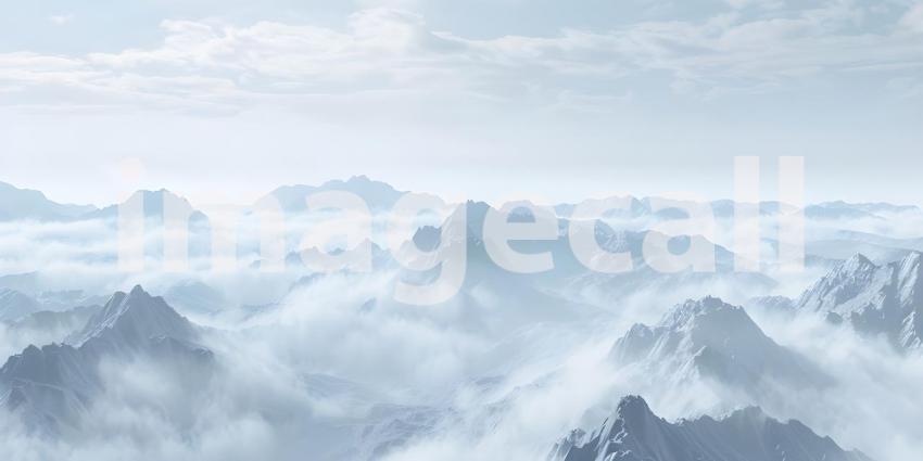 Panoramic view of the mountains covered with snow in winter - Ai Generated