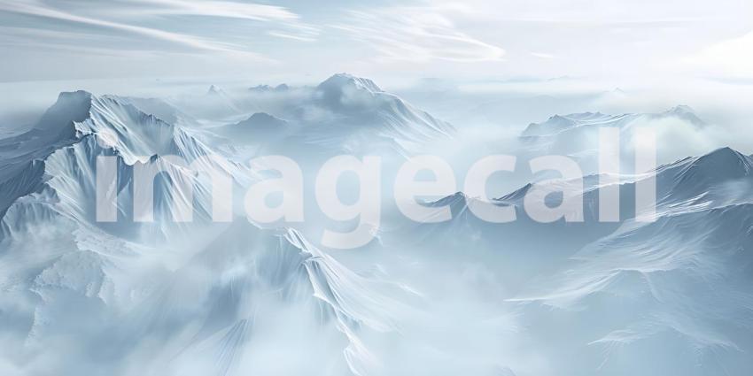 Panoramic view of the mountains covered with snow in winter - Ai Generated