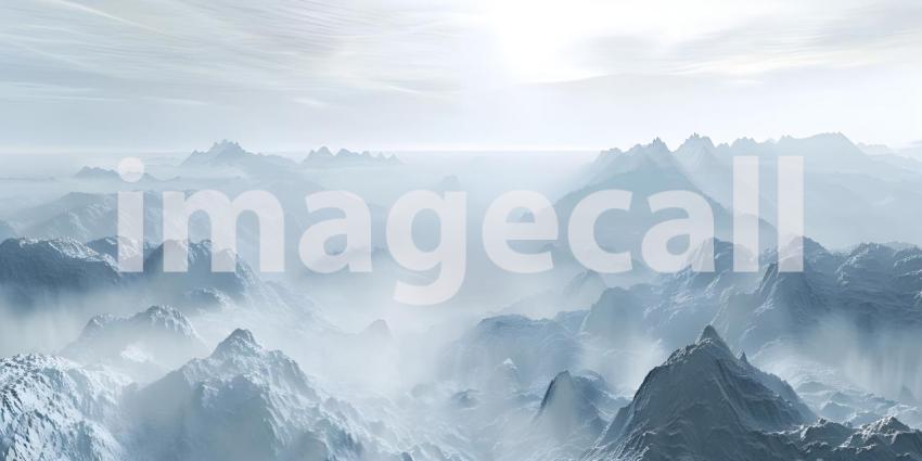 Panoramic view of the mountains covered with snow in winter - Ai Generated