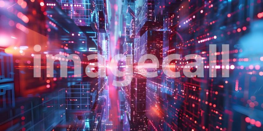 3D rendering of abstract technology concept, Digital data tunnel, datacenter - Ai generated