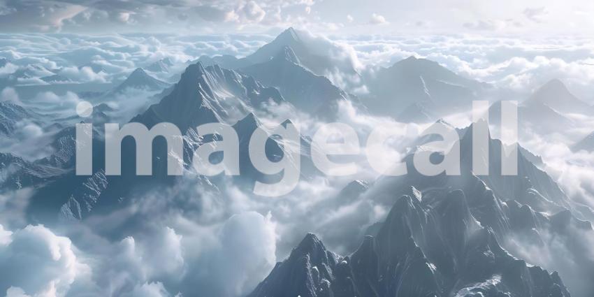 Panoramic view of the mountains covered with snow in winter - Ai Generated