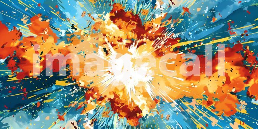 Comic book explosion background, Abstract grunge background with splashes and blot - Ai generated