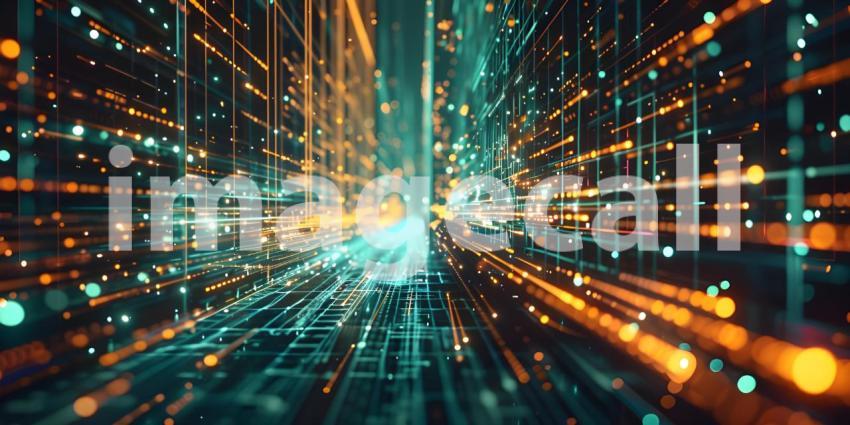 3D rendering of abstract technology concept, Digital data tunnel, datacenter - Ai generated