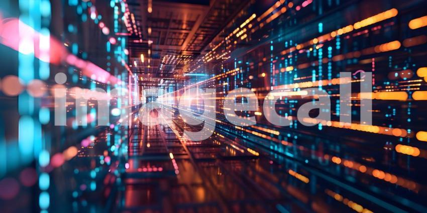 3D rendering of abstract technology concept, Digital data tunnel, datacenter - Ai generated