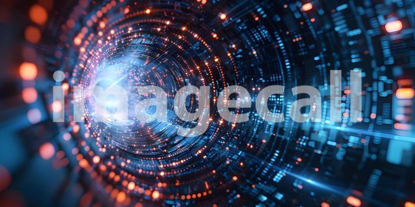 3D rendering of abstract technology concept, Digital data tunnel, datacenter - Ai generated