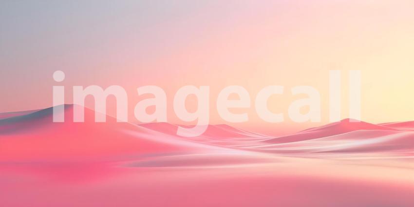 Beautiful pink sand dunes at sunset background, 3d render illustration - Ai generated