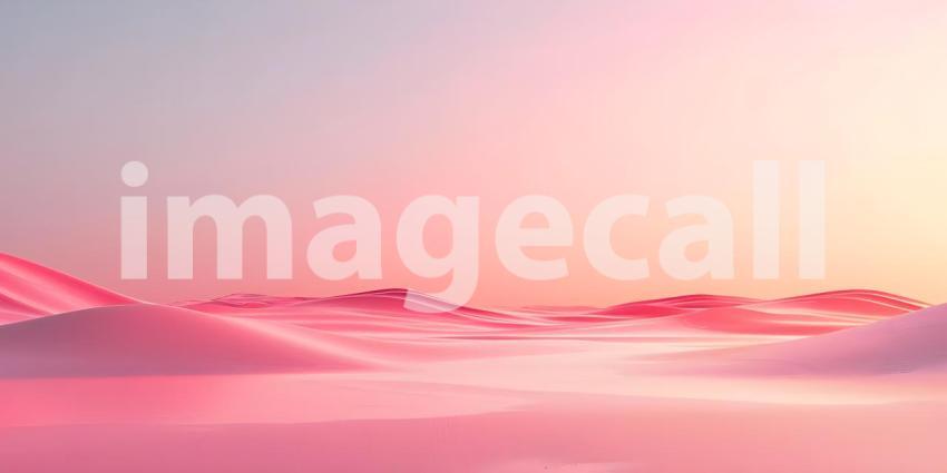 Beautiful pink sand dunes at sunset background, 3d render illustration - Ai generated