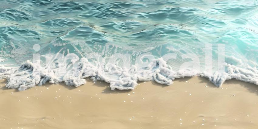 Sea wave with foam on the sandy beach, 3d render illustration - Ai generated