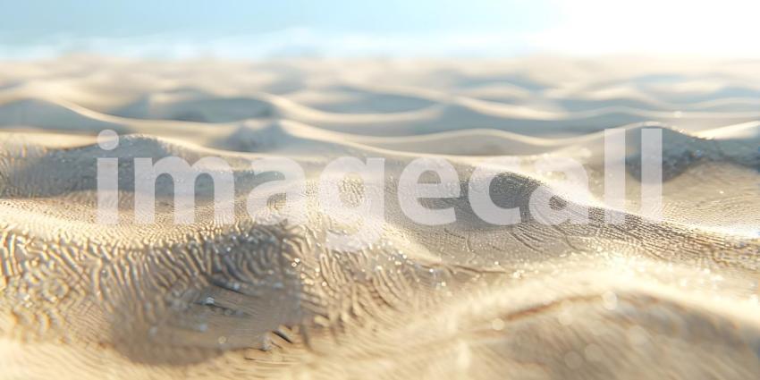 Sand beach with waves and bokeh effect, 3d rendering - Ai Generated