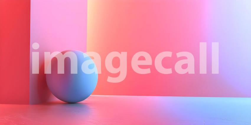 Abstract background with pink and blue podiums, empty room - Ai Generated