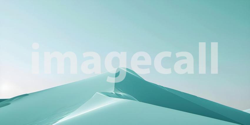 Abstract 3d illustration of a mountain landscape with snow and blue sky - Ai Generated